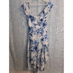 Women's By & by Floral Dress Romper Size S (3) White Blue‎